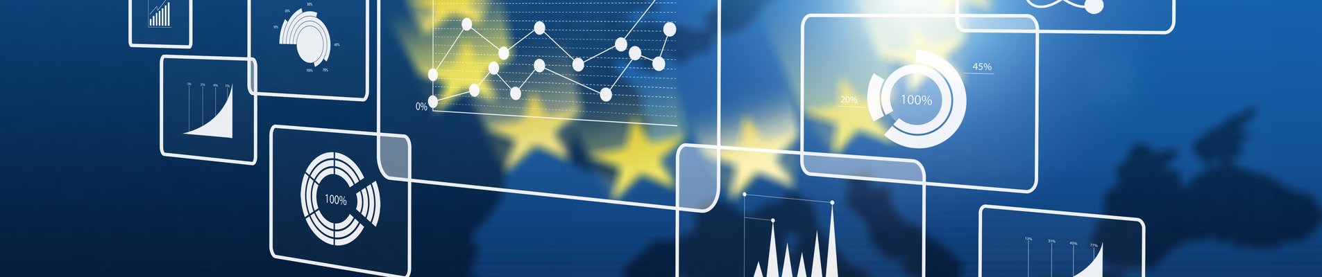 Growth chart against the background of the EU flag